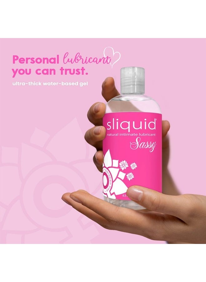 Sliquid - Sassy Water-Based Lube - Thick, Long-Lasting Gel, Natural Lube for Women/Men/Couples, Unscented, 8.5 Fl Oz - Image 1