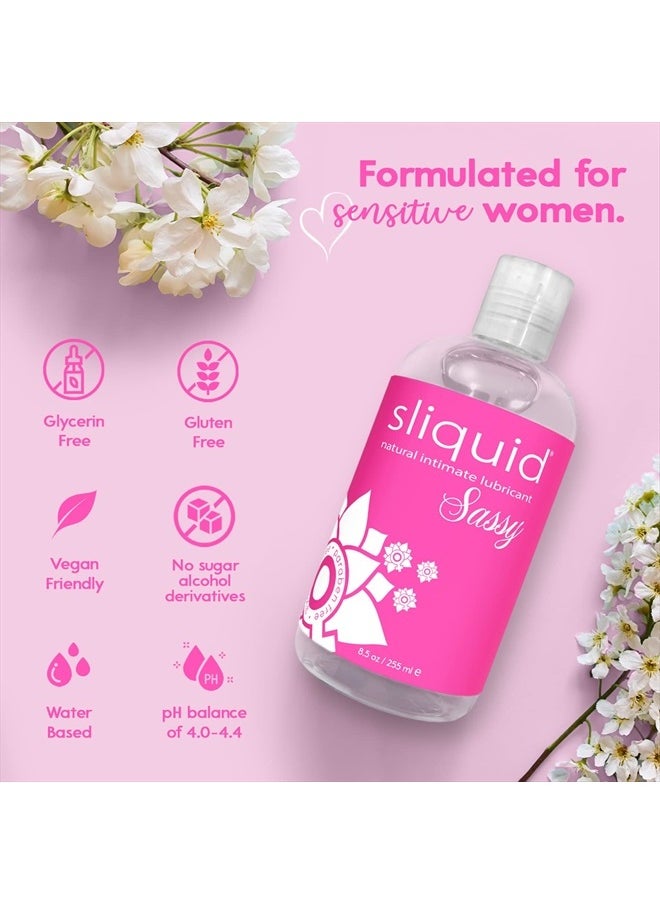 Sliquid - Sassy Water-Based Lube - Thick, Long-Lasting Gel, Natural Lube for Women/Men/Couples, Unscented, 8.5 Fl Oz - Image 1