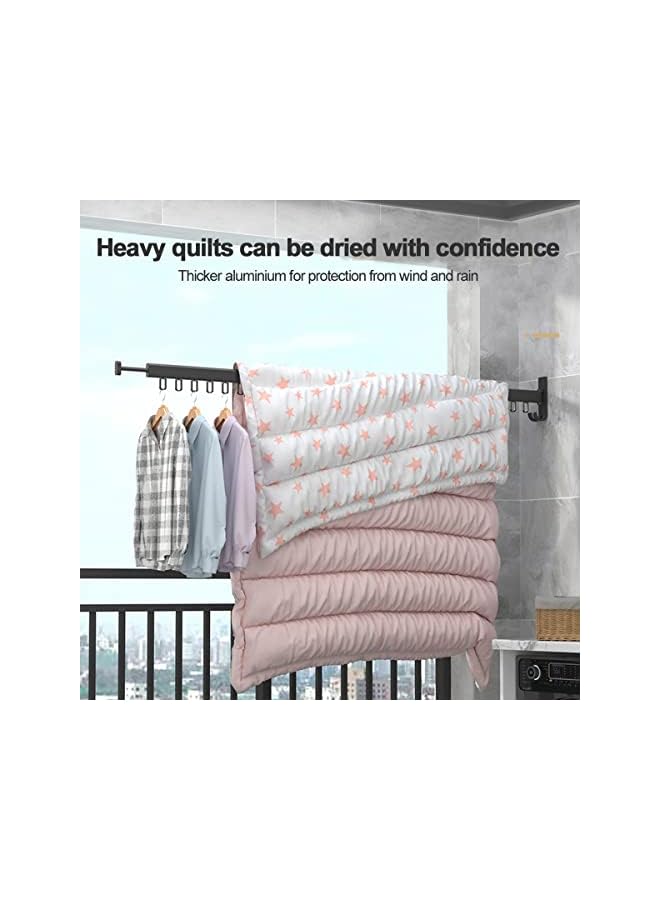 Zaboon Mounted Clothes Drying Rack Folding Retractable Clothes Hanger Rack Laundry Drying Rack Wall Mount Space Saving Clothing Drying Hanging System Collapsible Heavy Duty Clothes Rack Black - Image 4