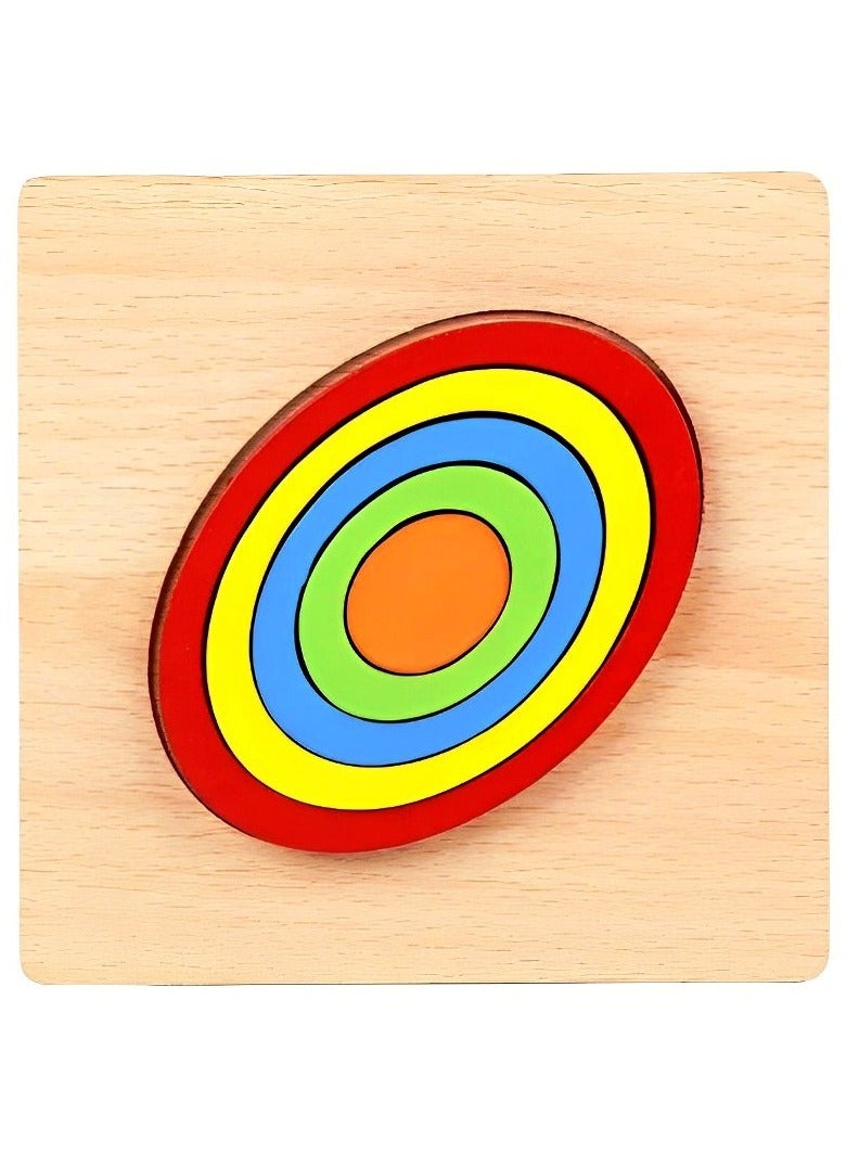Wooden 3D Puzzles Geometric Forms for Toddlers, Teacher Parents Teaching Support Tools, Attractive Colors and Patterns, Montessori Motor Skill Developmental Toys, Ideal Gifts for Kids (Oval Shape) - Image 1