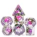 UDIXI 7PCS Mushroom DND Dice Set Resin Polyhedral DD Dice Set with Leather Pouch for Role Playing Games as RPG Tabletop Games Seaweed - Image 2
