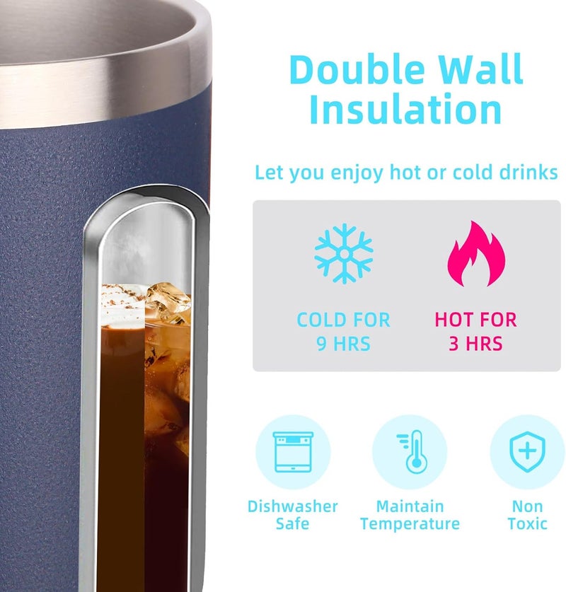 Volhoply 14oz Insulated Stainless Steel Coffee Mug with Lid Bulk 8 Pack,Double Wall Vacuum Travel Coffee Cup with Handle,Reusable Metal Cups Tumbler Cup, Camping Mugs,Ideal Gifts(Mix,8) - Image 3