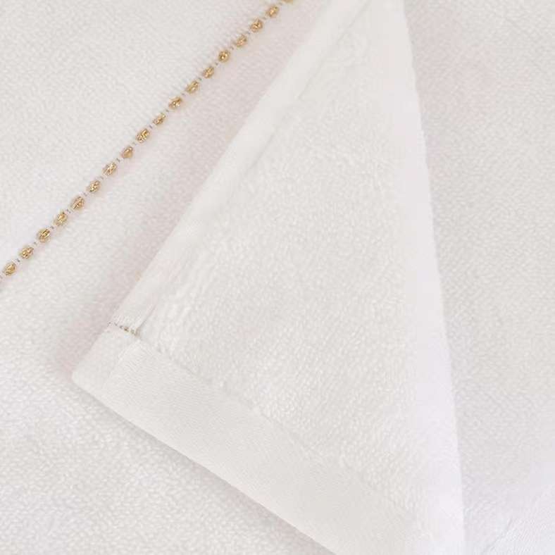 Pan Home Zero Twist Hand Towel 50x90cm - White/Gold - Image 2
