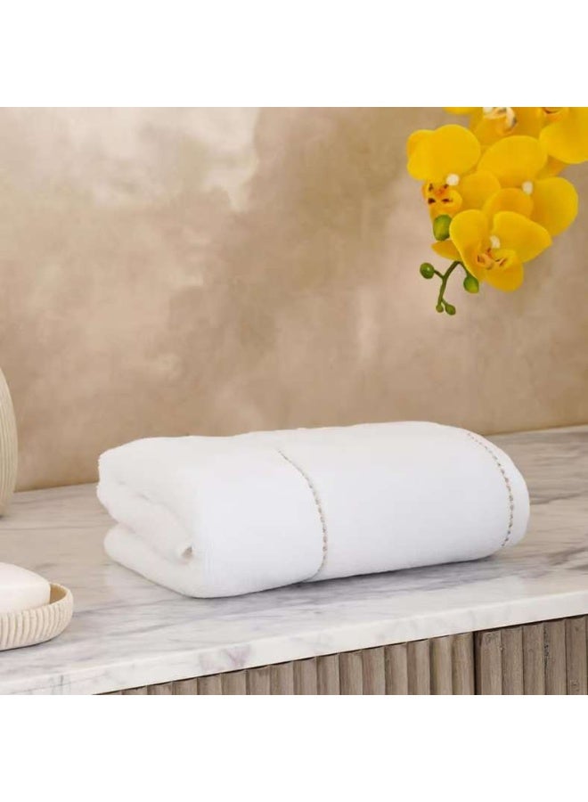 Pan Home Zero Twist Hand Towel 50x90cm - White/Gold - Image 1