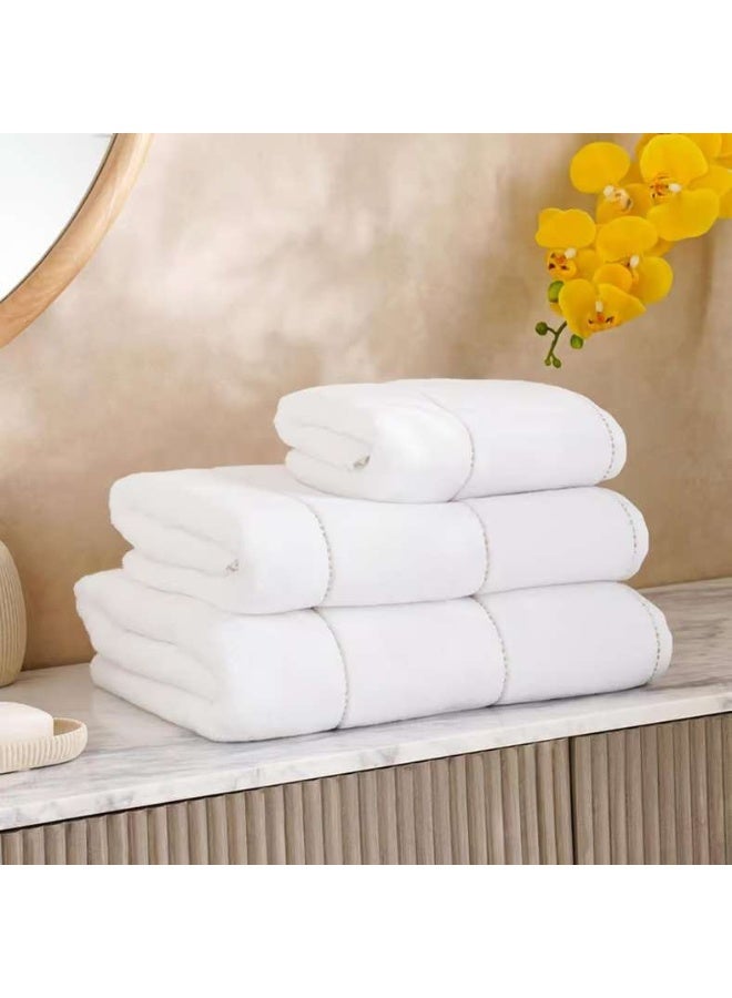 Pan Home Zero Twist Hand Towel 50x90cm - White/Gold - Image 3