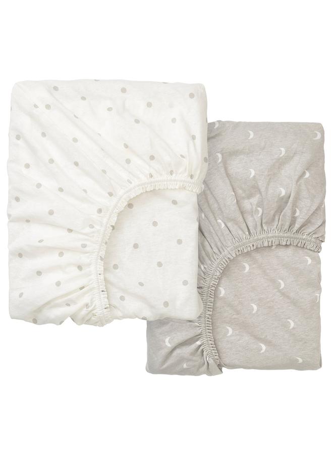 إيروريكس ملاءة سرير أطفال، منقط/هلالي، 60×120 سم - Image 1