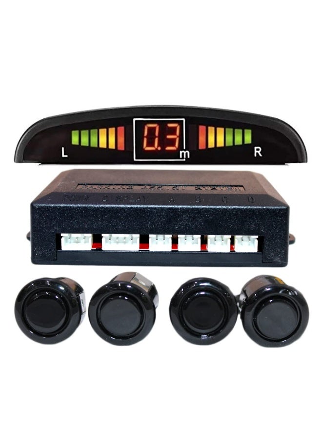 A ZONE Car Parking Sensor 4 Sensors Auto Reverse Assistance Backup Radar Detector System Digital Display Double-sided tapes 12v power cable Control Box - Image 1