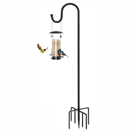 MIUVIBENI 96" Shepherds Hooks for Outdoor with 7 Prongs Base, Heavy Duty Bird Feeder Pole for Hanging Lantern, Hummingbird Feeder, Shepherds Hook for Bird Feeders Outside,1 Pack - Image 1