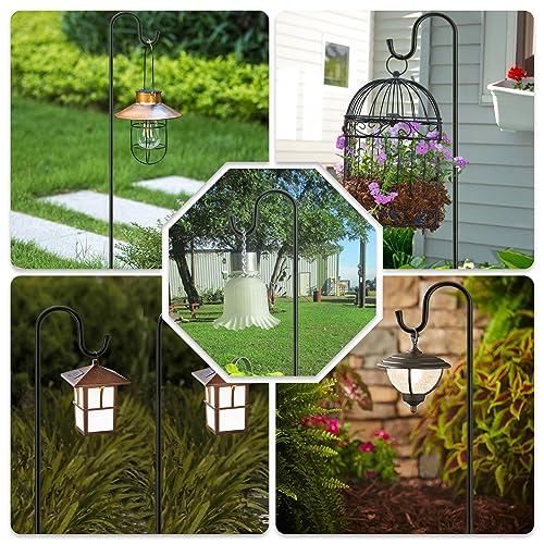 MIUVIBENI 96" Shepherds Hooks for Outdoor with 7 Prongs Base, Heavy Duty Bird Feeder Pole for Hanging Lantern, Hummingbird Feeder, Shepherds Hook for Bird Feeders Outside,1 Pack - Image 2