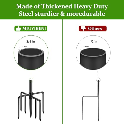 MIUVIBENI 96" Shepherds Hooks for Outdoor with 7 Prongs Base, Heavy Duty Bird Feeder Pole for Hanging Lantern, Hummingbird Feeder, Shepherds Hook for Bird Feeders Outside,1 Pack - Image 4