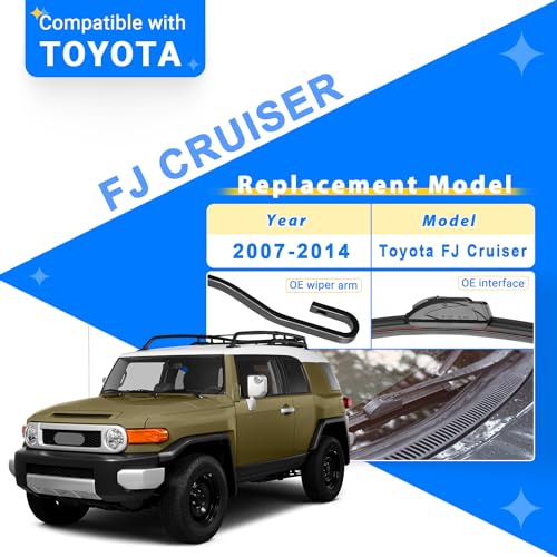 RAINTOK Windshield Wiper Blades Replacement for 2007-2014 Toyota FJ Cruiser Original Factory Quality Front Rear Wipers Blade Set for My Car - 16" 14" 14" 10" (Pack of 4) - Image 2