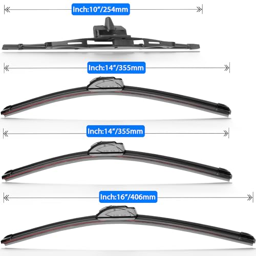 RAINTOK Windshield Wiper Blades Replacement for 2007-2014 Toyota FJ Cruiser Original Factory Quality Front Rear Wipers Blade Set for My Car - 16" 14" 14" 10" (Pack of 4) - Image 5