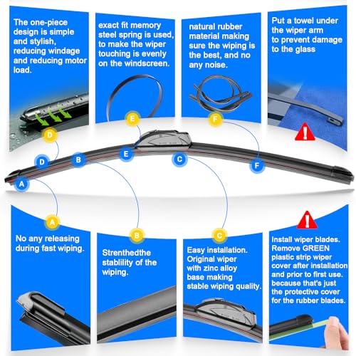 RAINTOK Windshield Wiper Blades Replacement for 2007-2014 Toyota FJ Cruiser Original Factory Quality Front Rear Wipers Blade Set for My Car - 16" 14" 14" 10" (Pack of 4) - Image 3