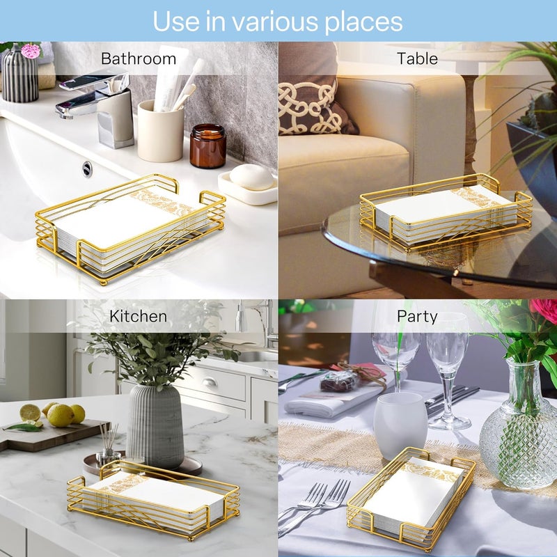 LEVIMETREE Gold Guest Towel Holder  Napkin Holder for Bathroom  Disposable  Paper Towel Storage for Bathrooms Gold Decorative Tray Paper Towel Holder for Bathroom - Image 3
