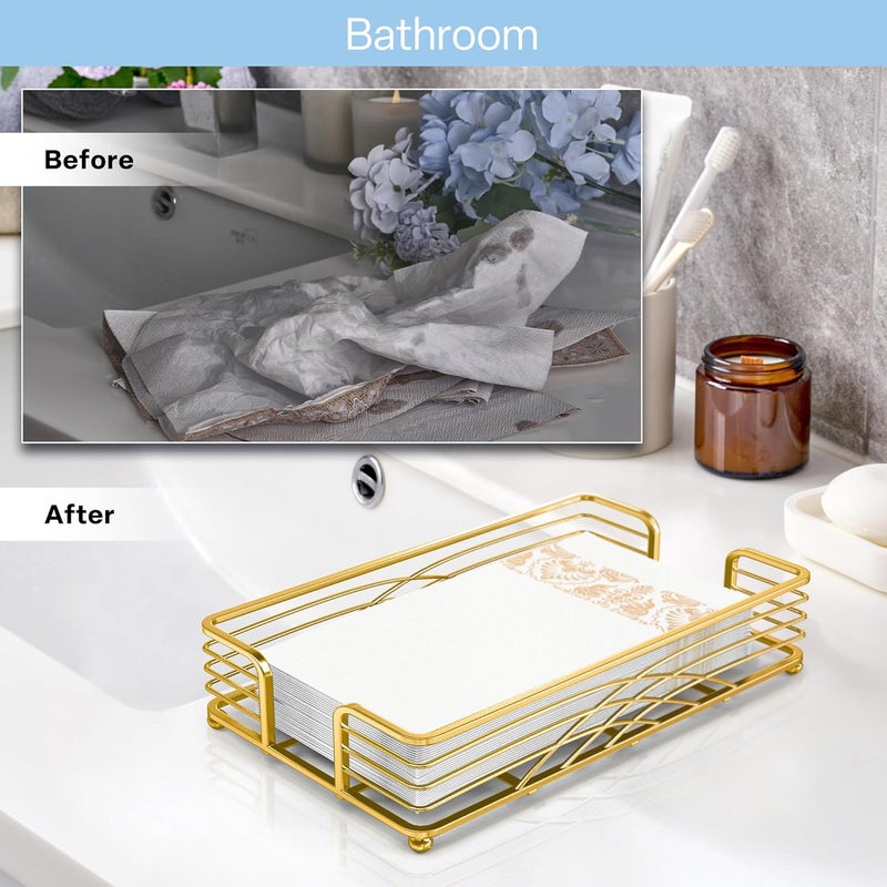 LEVIMETREE Gold Guest Towel Holder  Napkin Holder for Bathroom  Disposable  Paper Towel Storage for Bathrooms Gold Decorative Tray Paper Towel Holder for Bathroom - Image 5