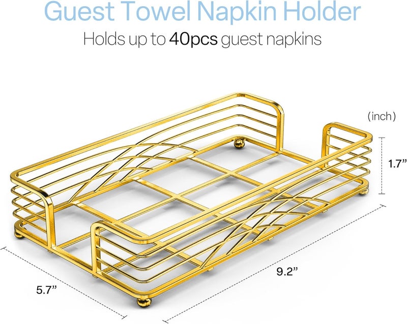 LEVIMETREE Gold Guest Towel Holder  Napkin Holder for Bathroom  Disposable  Paper Towel Storage for Bathrooms Gold Decorative Tray Paper Towel Holder for Bathroom - Image 4