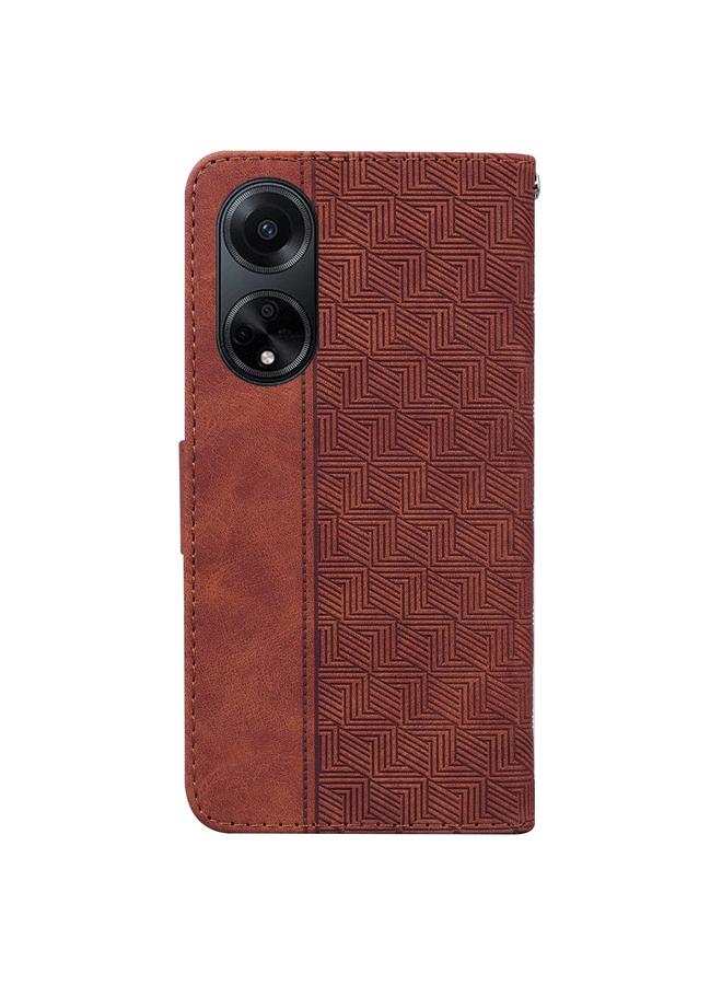 اس-توب جراب لهاتف OPPO A98 5G / F23 5G، جراب هاتف جلدي منقوش هندسيًا من الهند - Image 3