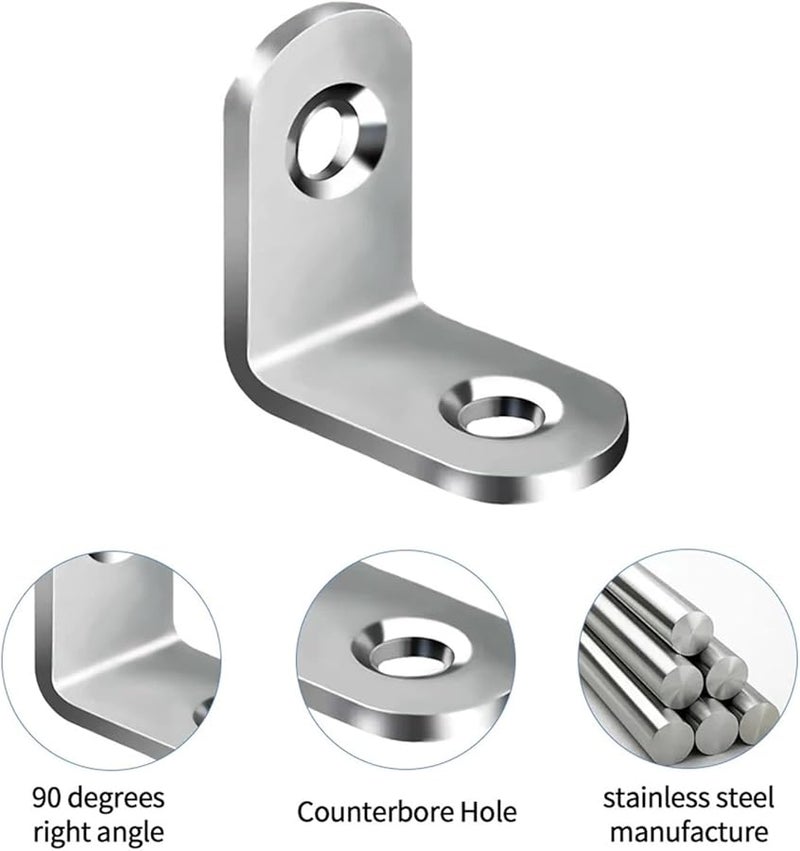 قوس زاوية على شكل حرف L من الفولاذ المقاوم للصدأ لتوصيل الخشب 50 قطعة - Image 4