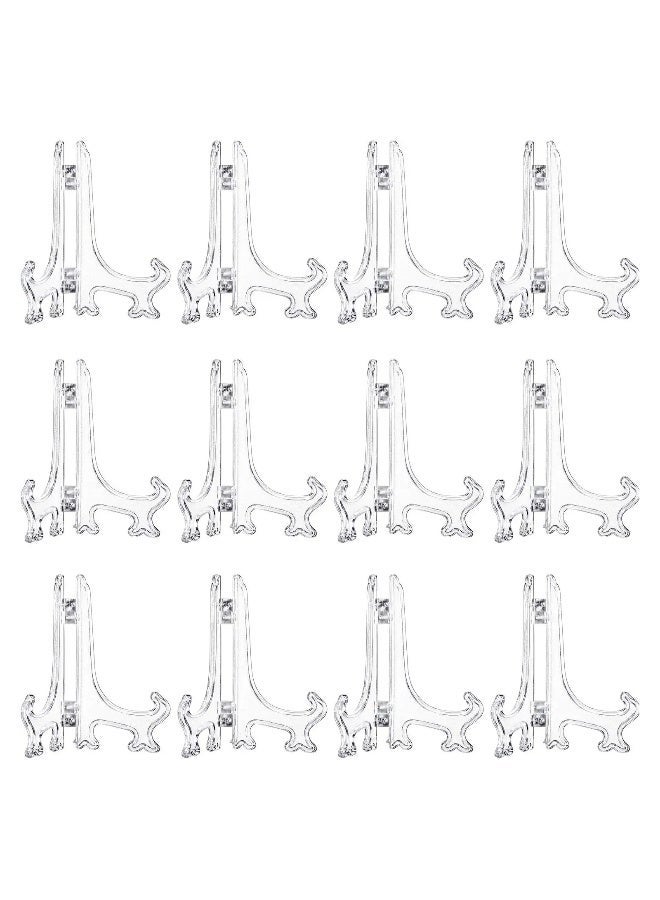 12 Pieces 7 Inches Plastic Easel Stands Plate Holders Picture Stand Clear for Display Frame Collectibles Desktop Party Home Decoration
