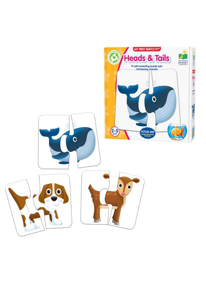 ذا ليرننغ جورني :لعبة My First Match It - Head And Tails - 15 قطعة من ألغاز مطابقة الحيوانات ذاتية التصحيح - ألعاب تعليمية للأطفال الصغار من سن 1 إلى 3 سنوات - ألعاب حائزة على جوائز - Image 1