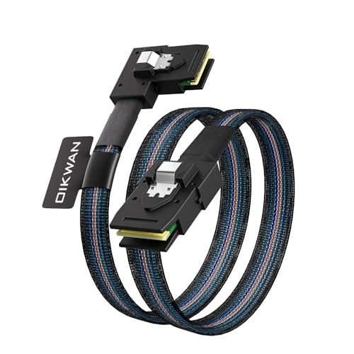 OIKWAN Internal Mini SAS to Right Angle SAS Cable, 2.5FT /0.75M, Compatible with RAID or PCI Express Controller - Image 1