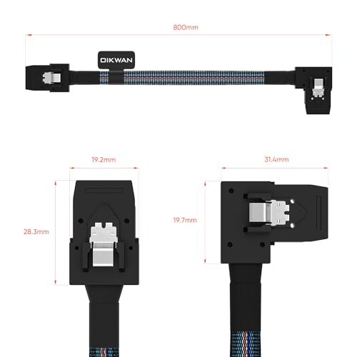 OIKWAN Internal Mini SAS to Right Angle SAS Cable, 2.5FT /0.75M, Compatible with RAID or PCI Express Controller - Image 3