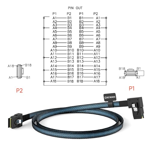 OIKWAN Internal Mini SAS to Right Angle SAS Cable, 2.5FT /0.75M, Compatible with RAID or PCI Express Controller - Image 2