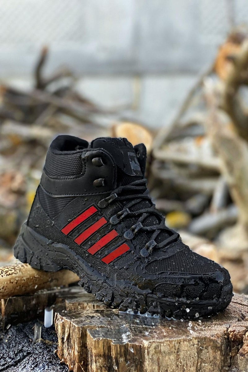 Big King Black Red Striped Rubber Unisex Trekking Boots  - Image 1