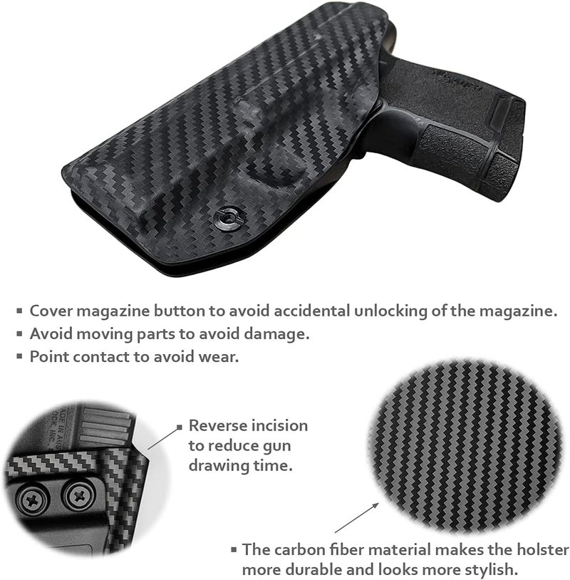 POLE.CRAFT Sig P365 Holster IWB Kydex Custom Fit: Sig Sauer P365 / P365 SAS / P365 X Pistol - Inside Waistband - Adj. Cant Retention - Image 4