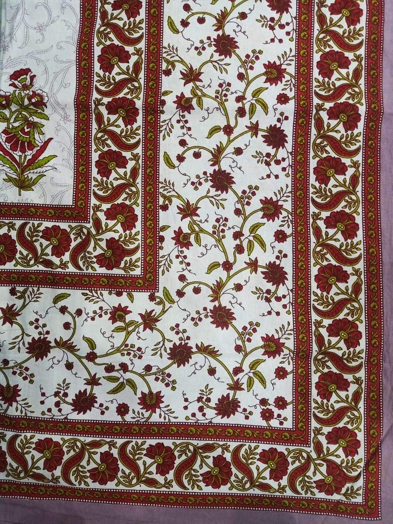 ART WORLD Queen Size Double Bed Sheet with Pillow Covers Pure Cotton Traditional Printed Bedcover Brown Queen - Image 4
