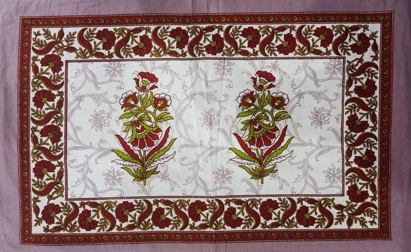 ART WORLD Queen Size Double Bed Sheet with Pillow Covers Pure Cotton Traditional Printed Bedcover Brown Queen - Image 3