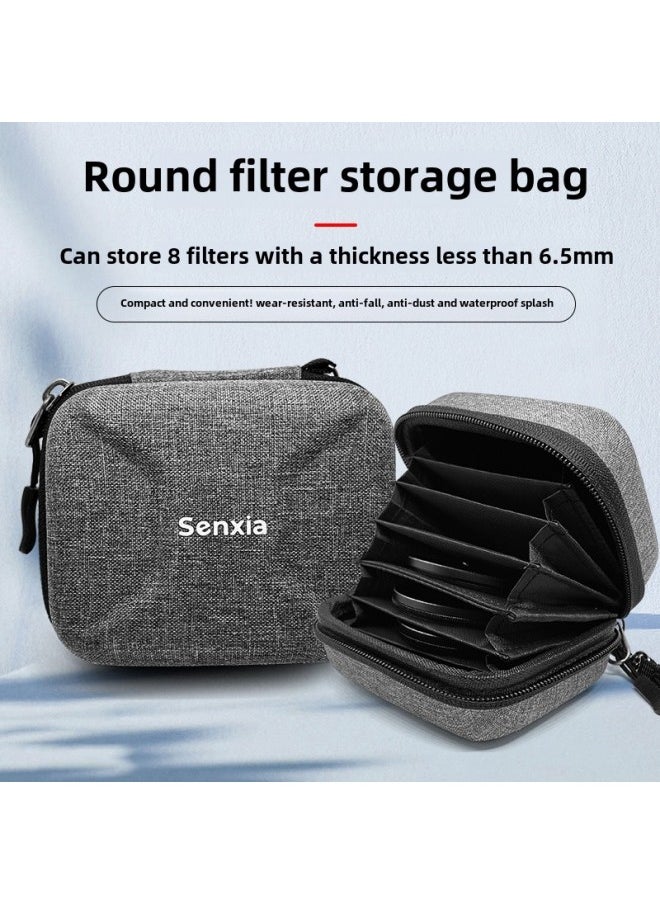 Generic Round Filter Storage Bag CPL Polarizer UV Filter Multi-Layer Protection Box ND Reducer Storage Set 8 Pikets Pack-Color:Gray  - Image 1