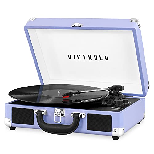 Victrola Journey Bluetooth Portable Suitcase Record Player – with Built-in Speakers, 3 Speed Vinyl Record Player, RCA Out, Headphone Jack (Lavender/Silver) - Image 1