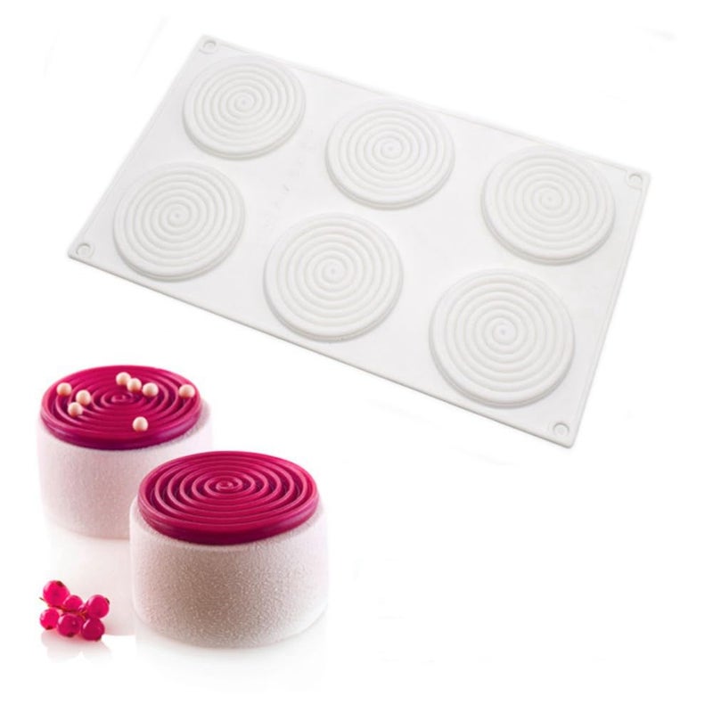 Silicone Baking Mold 6 Cavity Round Spiral Shaped Cake Silicone Jelly Candy Mould Spiral Pattern C 1164 X684 X04 inch
