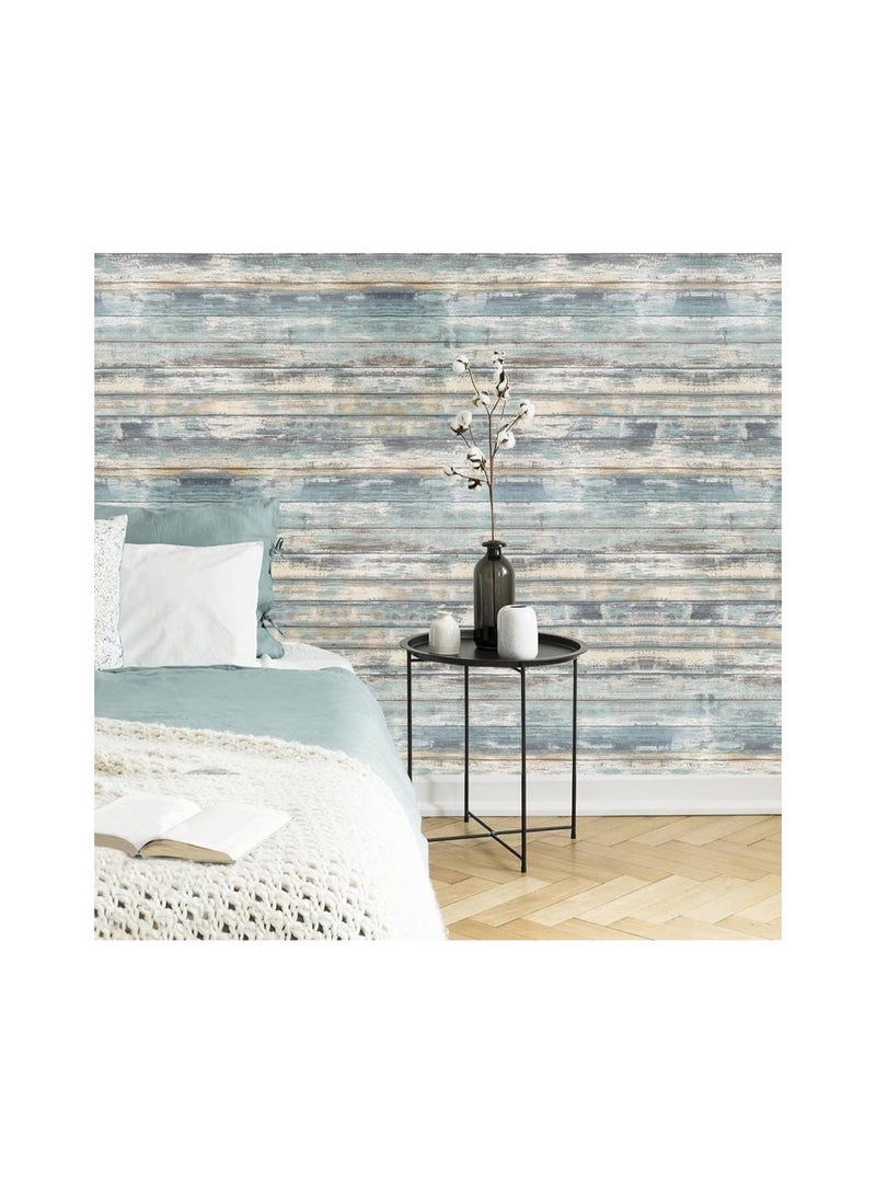 NXT Blue Wood Wallpaper, Self Adhesive Peel and Stick Vinyl Decorative Film Vintage Roll Shiplap Wall Covering for Wall Kitchen Cabinet Furniture Shelf Liner Drawer Desk Cupboar(43x304cm） - Image 4