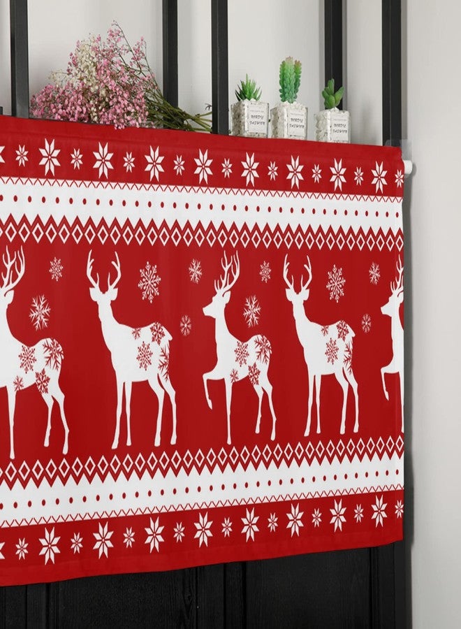 فاندارلين ستائر فاندارلين الشتوية لنوافذ المطبخ، مزينة برسومات غزال الرنة والأيل، وستائر ندفة الثلج الحمراء، وستائر زينة العطلات لغرف النوم والحمامات، مقاس 42 × 12 بوصة، لوحة واحدة - Image 5