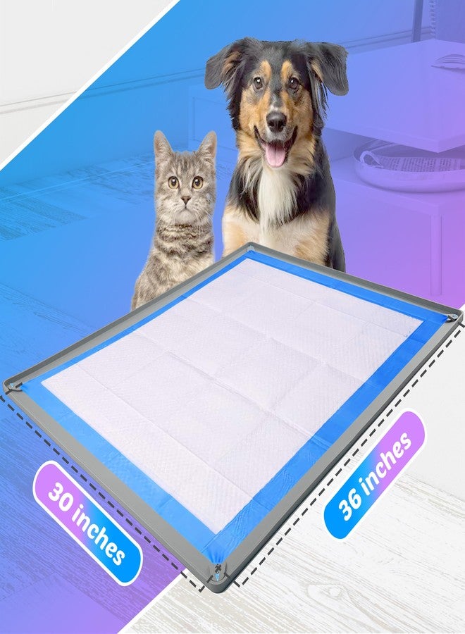 Skywin TidyFriend Dog Pee Pad Holder Tray Fits for 30” x 36” Pee Pads with Corner Lock Holes, Raised Edges, Non-Spill, Easy to Clean Silicone Dog Potty Tray Holder, for Indoor Floor Protection (Light Grey) - Image 2