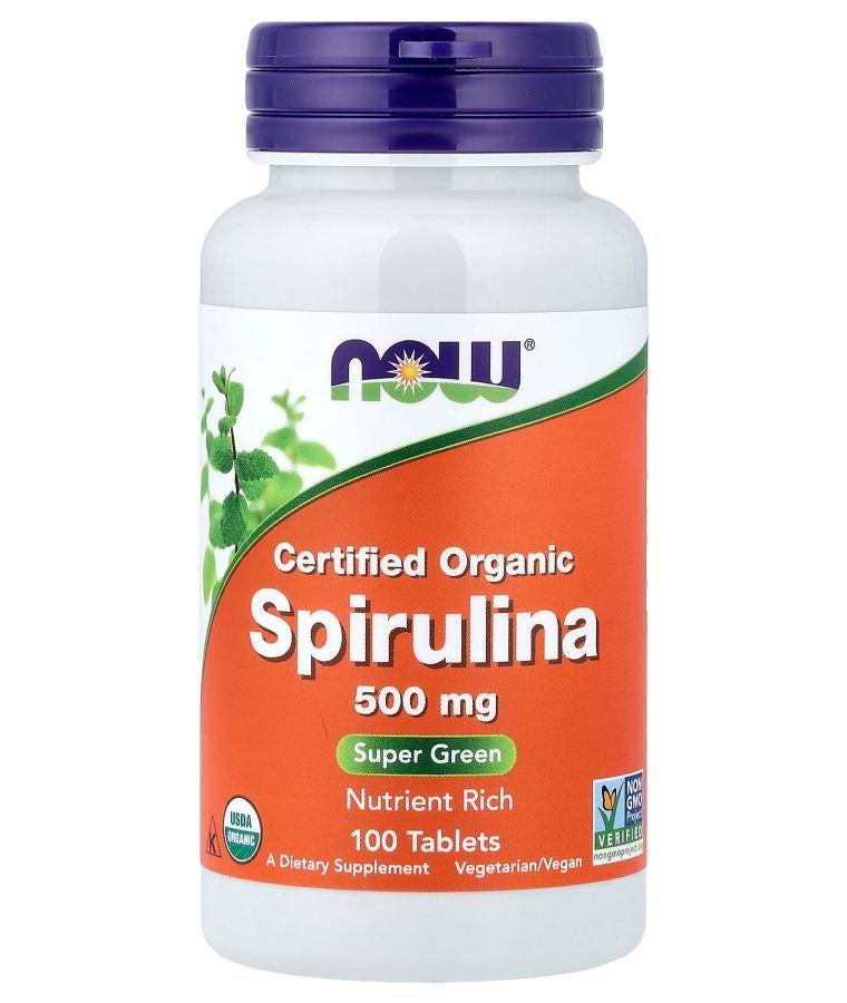 now Certified Organic Spirulina 500 mg 100 Tablets