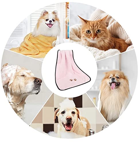 KUTKUT Super Absorbent Luxury Microfiber Dog Towel | Embroidered Pet Ultra Drying Towel | Quick Drying Beach Towel for Small, Medium, Large Dogs and Cats (Pink, Size: 90cm x 50cm) - Image 3