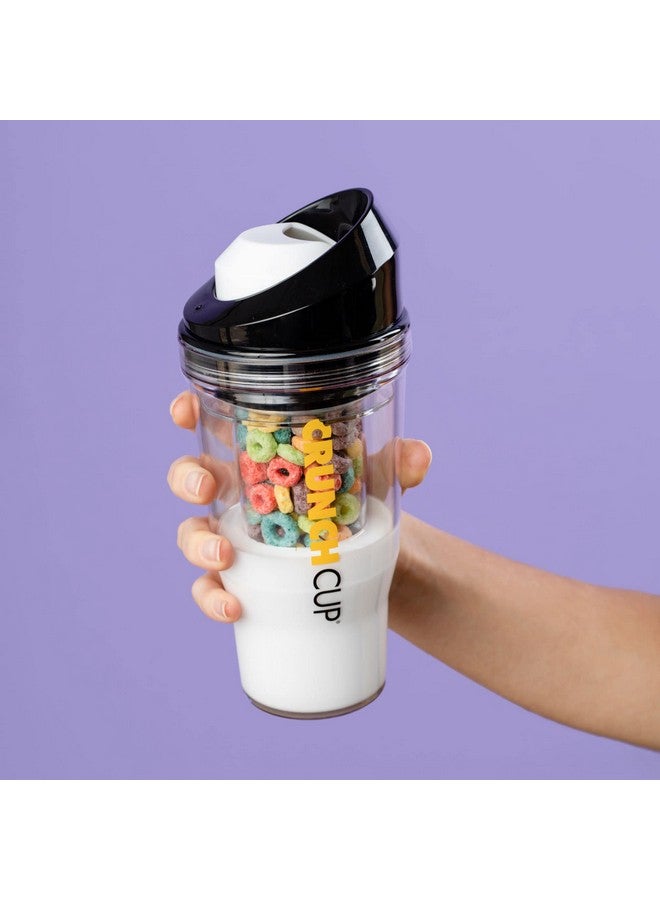 CRUNCHCUP XL Black - Portable Plastic Cereal Cups for Breakfast On the Go, To Go Cereal and Milk Container for your favorite Breakfast Cereals, No Spoon or Bowl Required - Image 2