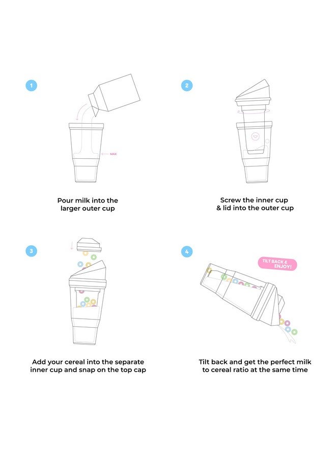 CRUNCHCUP XL Black - Portable Plastic Cereal Cups for Breakfast On the Go, To Go Cereal and Milk Container for your favorite Breakfast Cereals, No Spoon or Bowl Required - Image 4