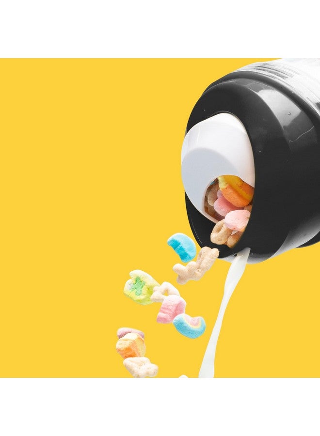 CRUNCHCUP XL Black - Portable Plastic Cereal Cups for Breakfast On the Go, To Go Cereal and Milk Container for your favorite Breakfast Cereals, No Spoon or Bowl Required - Image 1