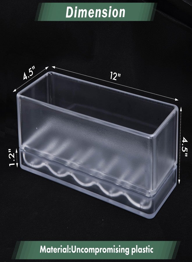 D'vine Dev 12 Inch Window Box Planter, Rectangle Plastic Herb Planter with Drainage Holes and Saucer, Indoor Succulent Cactus Vegetable Pot for Windowsill, Garden Balcony, Clear, Set of 2, 76-X-D-2 - Image 2