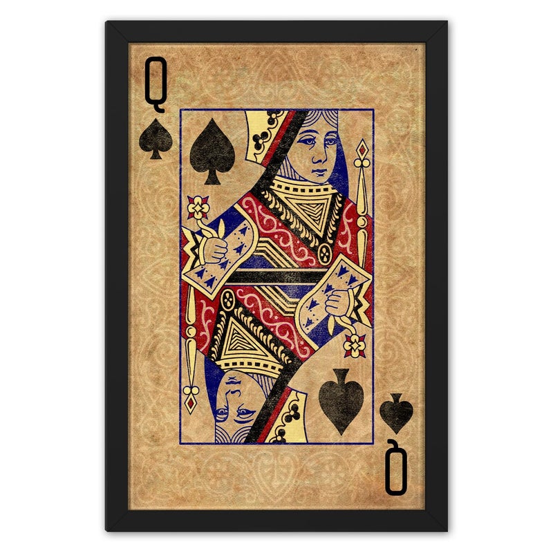 Ritwika's Ritwikas Premium Artwork Of Jack Of Diamond Card Framed Wall Painting For Decorating Your Space Gift Size 135 x 95 Inch Set of 1 04 SPADE QUEEN - Image 1