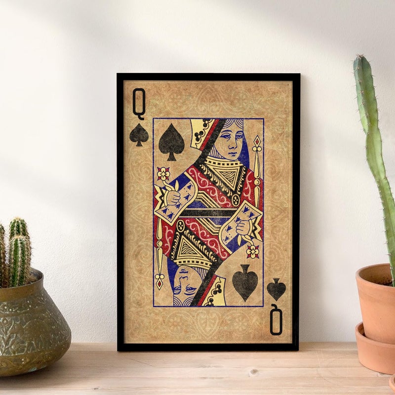 Ritwika's Ritwikas Premium Artwork Of Jack Of Diamond Card Framed Wall Painting For Decorating Your Space Gift Size 135 x 95 Inch Set of 1 04 SPADE QUEEN - Image 4