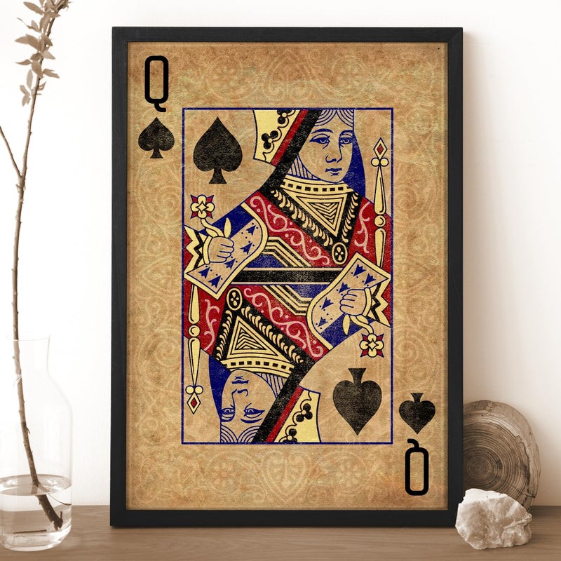 Ritwika's Ritwikas Premium Artwork Of Jack Of Diamond Card Framed Wall Painting For Decorating Your Space Gift Size 135 x 95 Inch Set of 1 04 SPADE QUEEN - Image 2