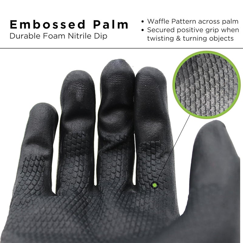 SHOWA Atlas 380 Waffle Pattern Foamed Nitrile Palm Coating Gloves - Pack of 12 Pairs, Medium - Image 3