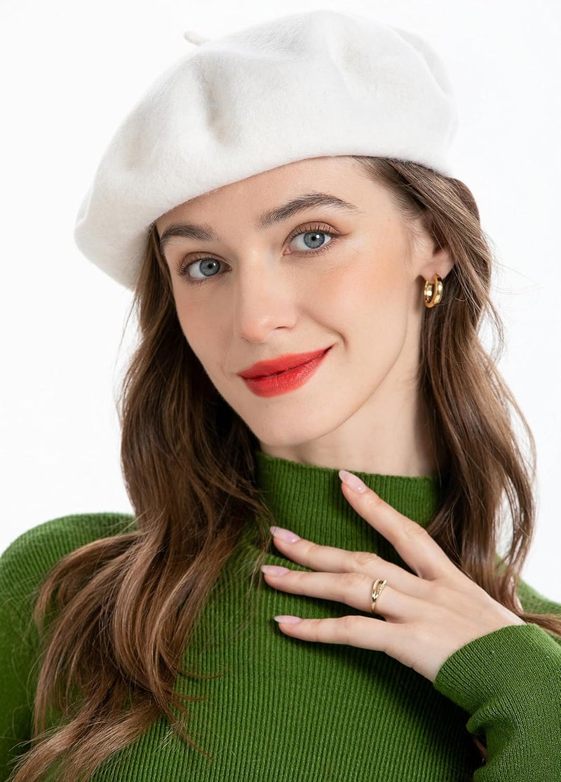ZLYC Wool French Beret Hat Solid Color Beret Cap for Women Girls - Image 2