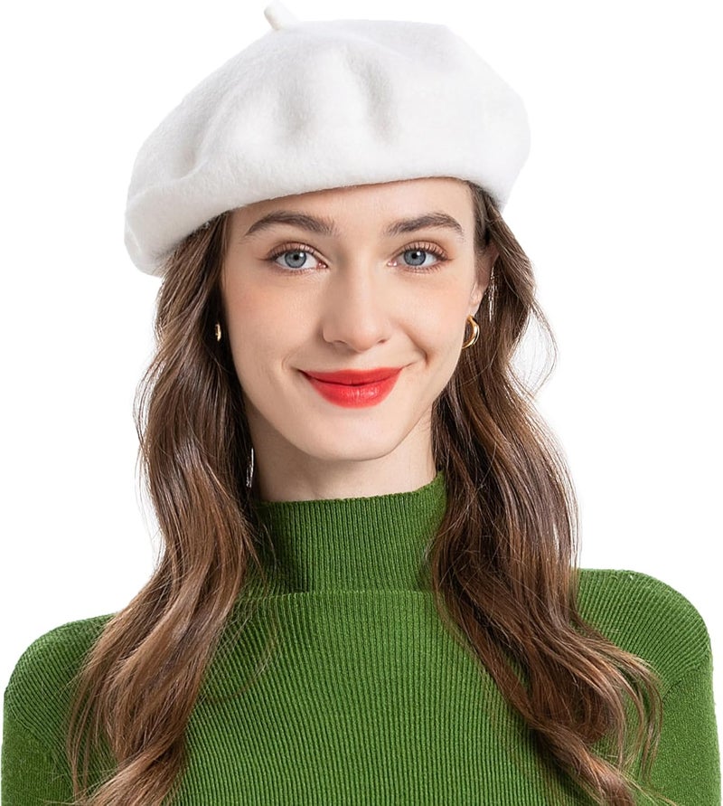 ZLYC Wool French Beret Hat Solid Color Beret Cap for Women Girls - Image 1