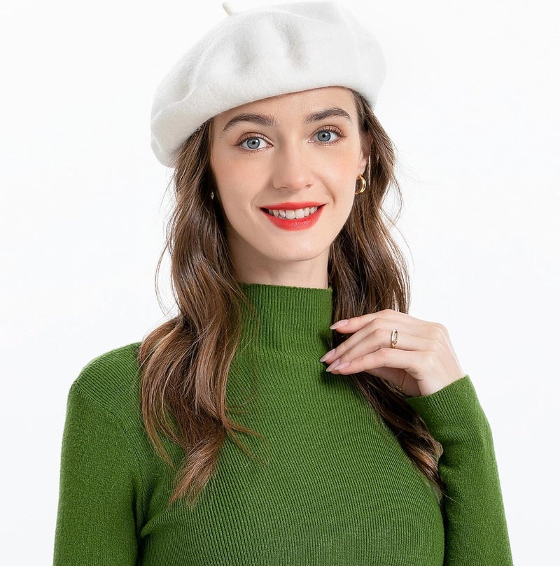 ZLYC Wool French Beret Hat Solid Color Beret Cap for Women Girls - Image 3